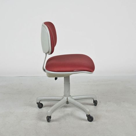 Steelcase-451-Office-Chair-Red-Fabric-No-Arms-with-Wheels