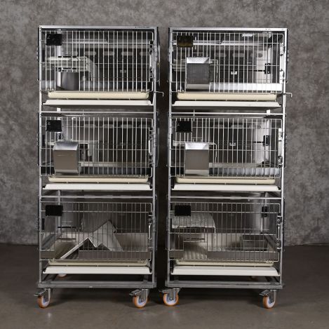 Set-of-Tecniplast-R-Suite-Animal-Cage-Racks---3-Tier,-Mobile-Units