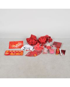 Lot of Chinese New Year Decorations, Lanterns, Red Envelopes & Fan