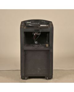 AmpliVox Portable Lectern, Dark Wood Laminate, Rolling Podium w/ Storage, 26