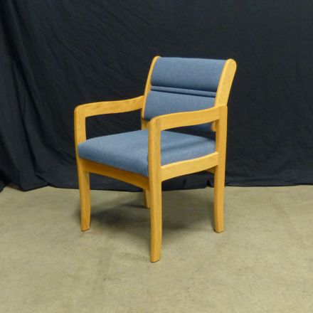 Wooden Mallet Conversation/Side Chair Blue Fabric With Arms