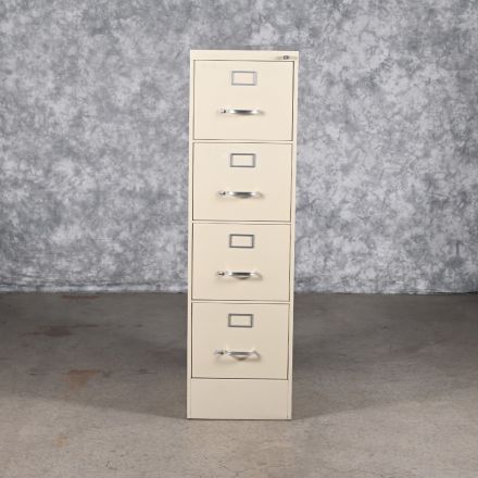 Vintage Steelcase 1705LHF 4650 Putty Metal 4 Drawer File Cabinet Lockable Includes Key Letter Size 15"x29"x52.5"