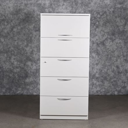 Steelcase RLF24305P 7225 Sand Metal 5 Drawer File Cabinet Lockable Includes Key 30"x24"x65.5"