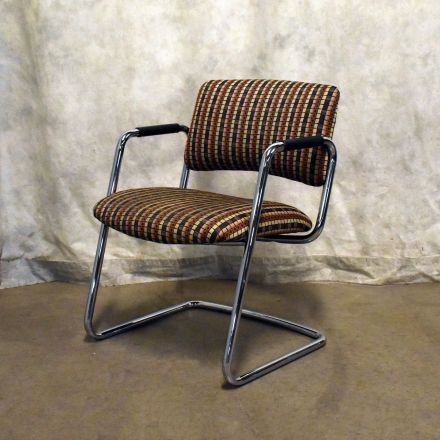 Conversation/Side Chair Brown Pattern Fabric With Arms