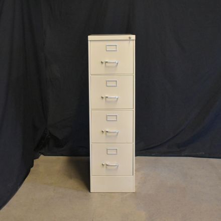 Vintage Steelcase 1705LHF 4650 Putty Metal 4 Drawer File Cabinet Lockable Includes Key Letter Size 15"x29"x52.5"