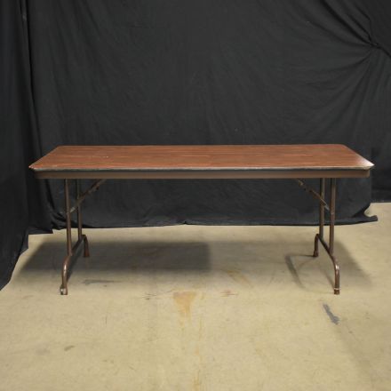 Folding Table Dark Wood Color Laminate Rectangle 72"x30"
