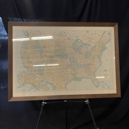 Rand McNally United States of America Print Dark Wood Colored Wood Frame 54.5"x38.25"