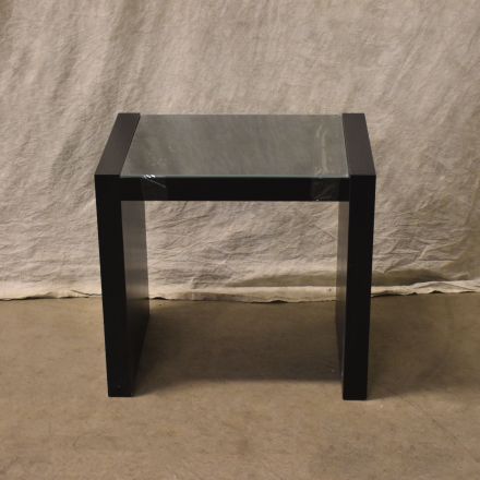 Ikea Expedit End Table Dark Wood Colored Laminate Rectangle with Glass Table Cover 22"x16"x20"