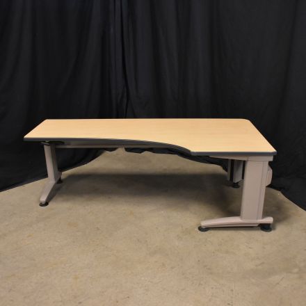 Knoll Currents Desk Light Wood Colored Laminate L-Shape (Right Return) Adjustable 70"x34"