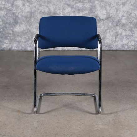 Steelcase Cantilever Conversation/Side Chair 5283 Blue Fabric with Arms