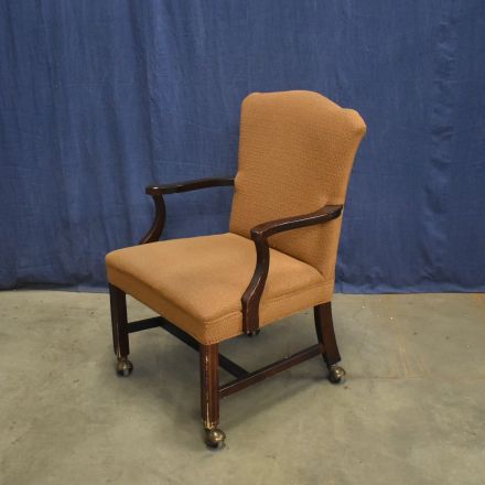 Dining Chair Orange Fabric with Arms with Wheels