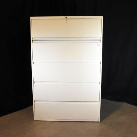Steelcase 942561RW 4700 Warm White Metal 5 Drawer File Cabinet Lockable Includes Key 42"x18"x65"