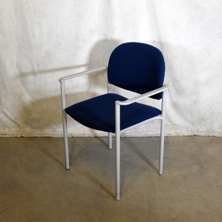 Chromcraft Conversation/Side Chair Blue Fabric with Arms