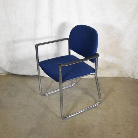 Chromcraft Conversation/Side Chair Blue Fabric with Arms