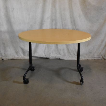 Standard Surface Light Wood Colored Laminate Oval with Wheels 42"x30"x29"