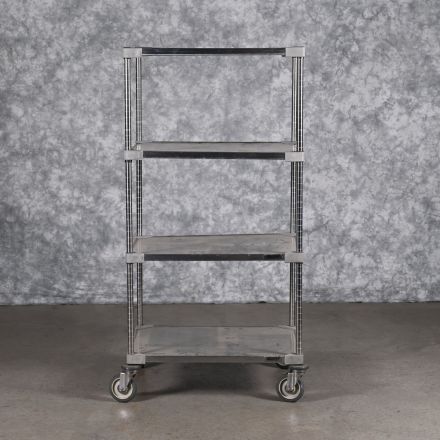 Eagle Freestanding Silver Colored Metal Open Shelving 4 Shelves with Wheels 30"x24"x60"