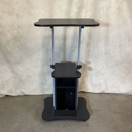Lectern Black Laminate Adjustable Portable with Wheels with Storage 22"x16"