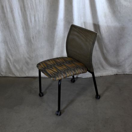 Steelcase Jersey Guest Stacking Chair Brown Pattern Fabric with Wheels