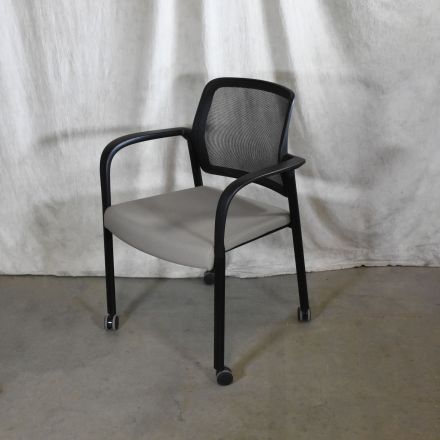 Allsteel QRLM Conversation/Side Chair Gray Fabric with Arms with Wheels