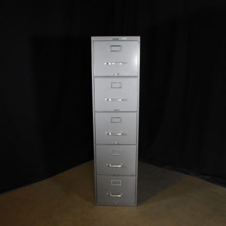 Vintage Steelcase Silver Colored Metal 5 Drawer File Cabinet Not Lockable Letter Size 15"x29.5"x59"