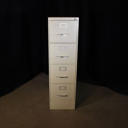 Vintage Steelcase 1705L 4650 Putty Metal 4 Drawer File Cabinet Lockable Includes Key Letter Size 15"x30"x52.5"