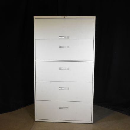 Vintage Steelcase 834561RW 7225 Sand Metal 5 Drawer File Cabinet Lockable Includes Key 36"x18"x65"