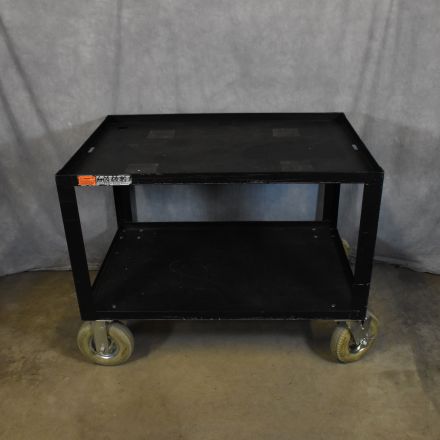 General Purpose Cart Black Metal 2 Shelves Rigid/Swivel Wheels 40"x28"x32"