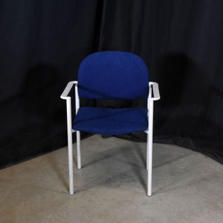 Chromcraft Stacking Chair Blue Fabric with Arms