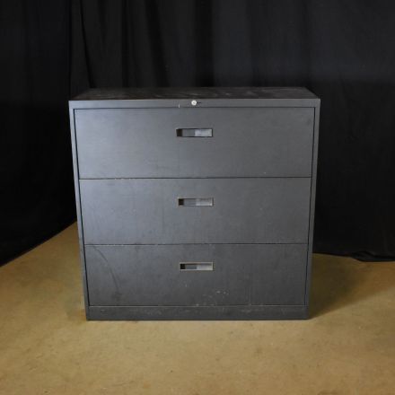 Vintage Steelcase Dark Gray Metal 2 Drawer File Cabinet Lockable Includes Key 42"x18"x41.5"