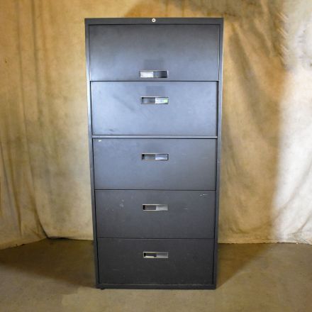 Vintage Steelcase Dark Gray Metal 5 Drawer File Cabinet Lockable Keys not Included 30"x18"x65"