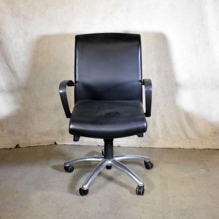Office Chair Black Vinyl Adjustable with Arms with Wheels