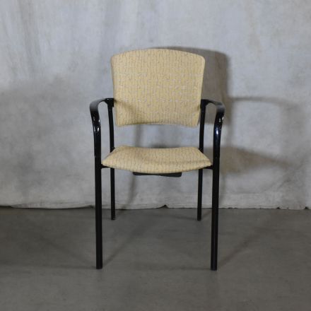 Brayton International Enea Stacking Chair Yellow Pattern Fabric with Arms