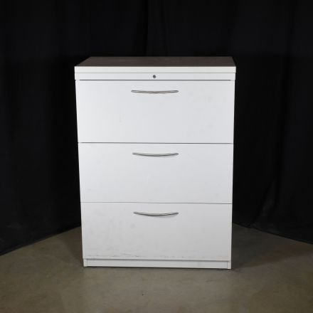 Gray Metal 3 Drawer File Cabinet Lockable Keys not Included With Table Top 30"x20"x41"