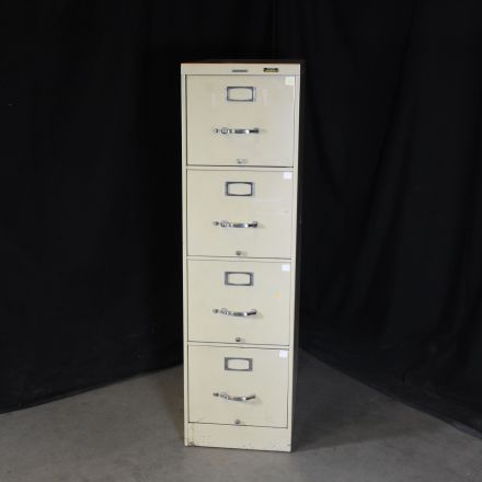 Vintage Steelcase Beige Metal 4 Drawer File Cabinet Not Lockable Letter Size 15"x29.5"x52.5"