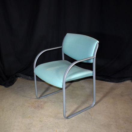 Vintage Steelcase Snodgrass Conversation/Side Chair B351 Blue Green V4 Fabric with Arms