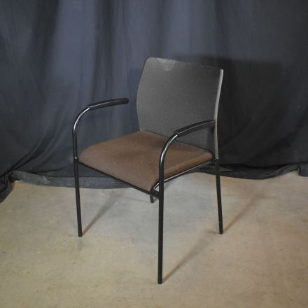 Keilhauer Flit Stacking Chair Brown Fabric with Arms