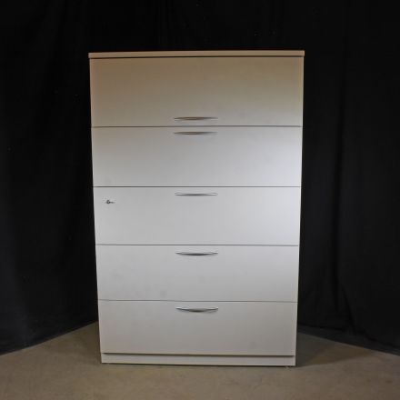 Steelcase RLF18425P 7225 Sand Metal 5 Drawer File Cabinet Lockable Includes Key 42"x20"x66"