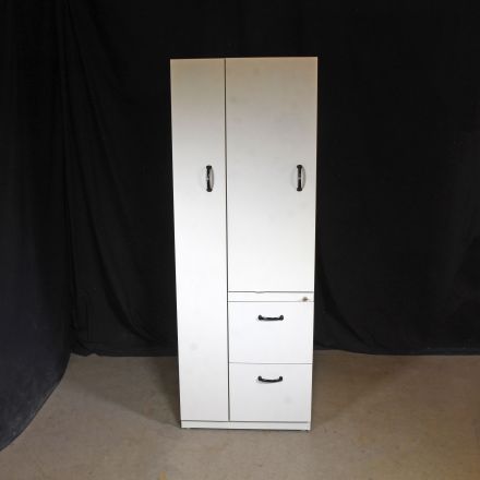 Steelcase Beige Metal 2 Drawers 2 Shelf Cabinet Lockable Includes Key 24"x25"x66.5"