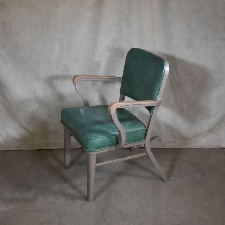 Vintage Steelcase Tanker Chair Conversation/Side Chair Green Vinyl with Arms