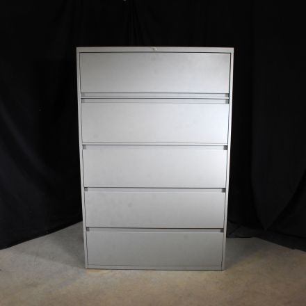 Steelcase 942561RW 7238 Fieldstone Metal 5 Drawer File Cabinet Lockable Includes Key 42"x18"x65"