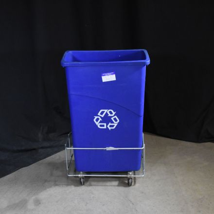 Rubbermaid Wastebasket Blue Plastic With Handles with Wheels 20.5"x12.5"x32.5"