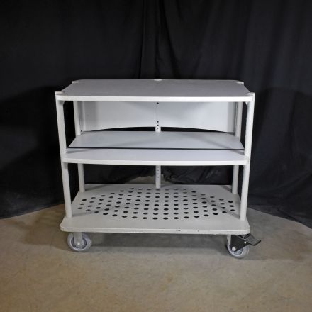 Anthro General Purpose Cart Gray Laminate 3 Shelves Rigid/Swivel Wheels 44"x27"x39"