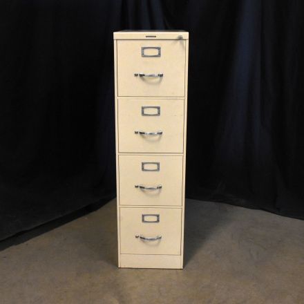 Vintage Steelcase Beige Metal 4 Drawer File Cabinet Lockable Includes Key Letter Size 15"x30"x52.5"