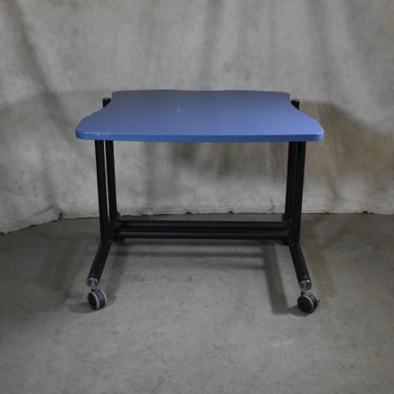 Anthro Desk Blue Laminate Custom Shape with Wheels 36"x28"x29.5"