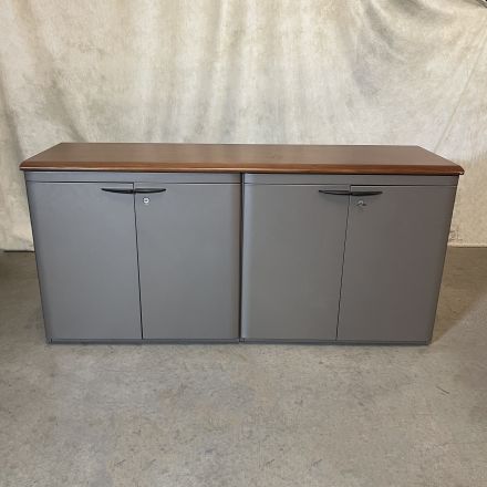 Steelcase Credenza Medium Colored Wood Rectangle with Storage Lockable Includes Key 60"X19.5"x28.5"