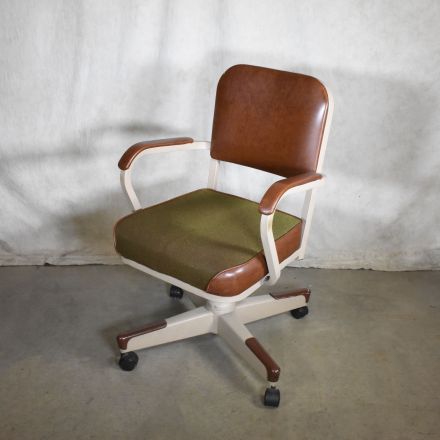 United Tanker Office Chair Brown Fabric Adjustable with Arms with Wheels