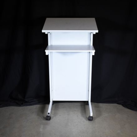 Projecta Lectern Gray Laminate Portable with Wheels with Storage 32"x17.5"x47"