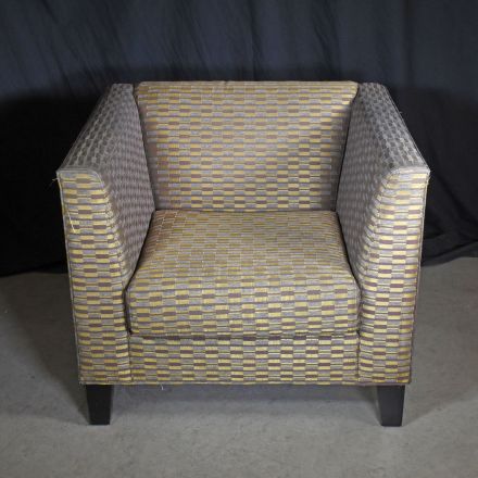 Accent Chair Gold Colored Pattern Fabric with Arms