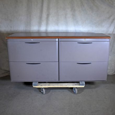 Steelcase Brown Metal 4 Drawer File Cabinet Lockable Keys not Included With Table Top 60"x20.5"x28.5"