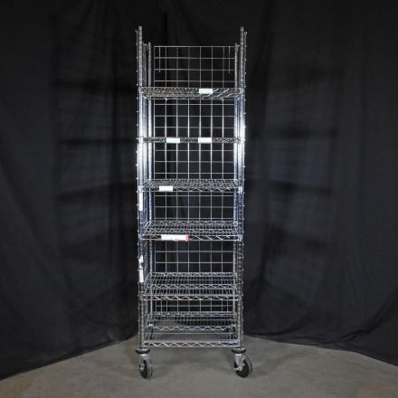 Metro Freestanding Silver Colored Metal Open Shelving 6 Shelves with Wheels 24"x24"x80"